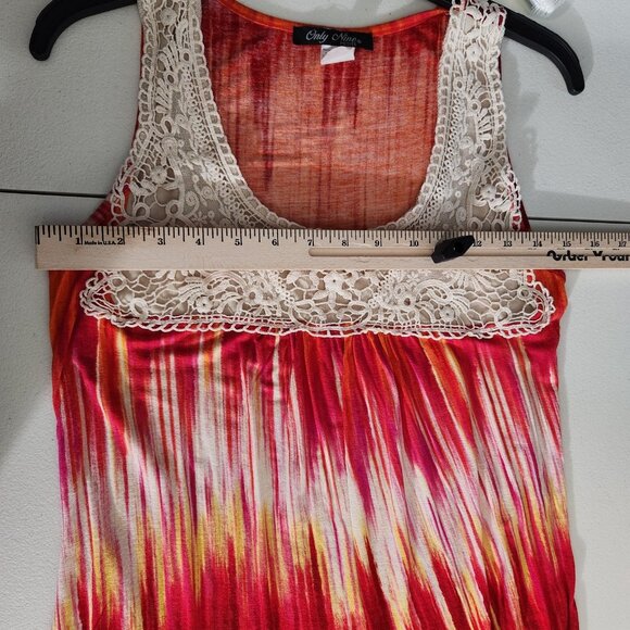Only Nine Tank Top Womens Petite Small Tie Dye Lace Boho Sleeveless Coquette - Picture 7 of 8